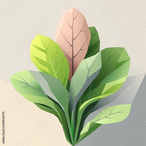 Modern Spring Decor: Geometric Spinach Illustration