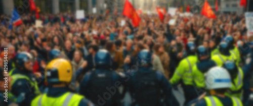 Wallpaper Mural Blurred background capturing the unwavering stance of protesters fighting for their rights Torontodigital.ca