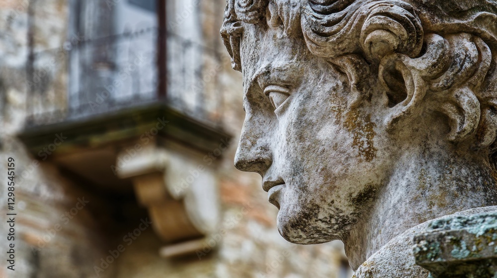 Obraz premium Cortona Mediaeval Square: Iconic Italian Meeting Place with Statue Memorial