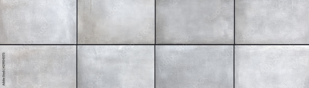 Fototapeta premium Smooth, gray concrete panels arranged in a grid pattern, showcasing a modern and minimalist aesthetic, Ideal for backgrounds, architectural designs, or home decor inspiration,