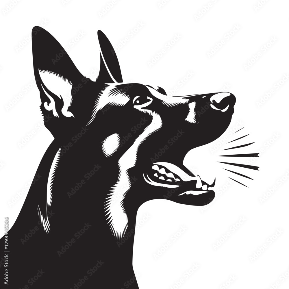 Obraz premium Minimalist German Pinscher Vector - German Pinscher Silhouette - Illustration of German Pinscher.