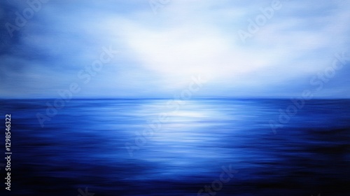 Wallpaper Mural A serene abstract depiction of a tranquil ocean landscape at dawn, featuring soft blue hues and gentle light reflections, Ideal for backgrounds, wellness themes, or calming visual presentations, Torontodigital.ca
