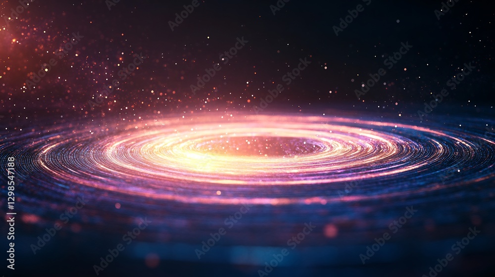 Fototapeta premium 3D holographic rings glowing deep-space tech background --ar 16:9