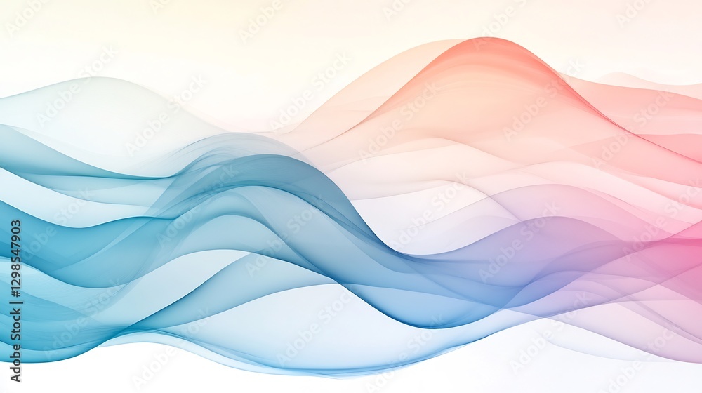 Fototapeta premium pastel blue pink gradient waves futuristic calming abstract --ar 16:9