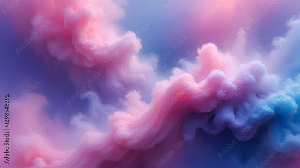 Fototapeta premium Abstract pink color explosions with smoke evoke a celestial cloudscape