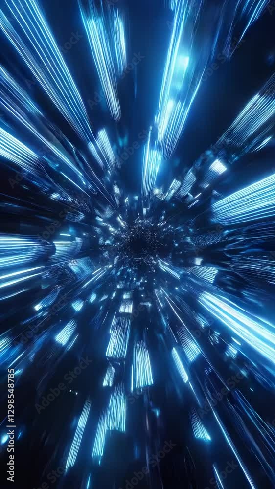 lumières bleues à travers l'espace 