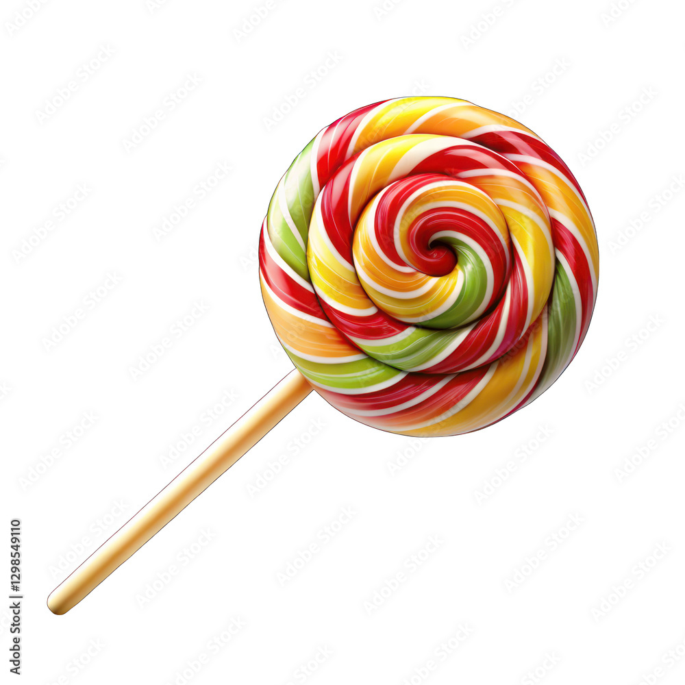Swirled Rainbow Lollipop isolated on transparent background Swirled Rainbow Lollipop isolated on transparent background