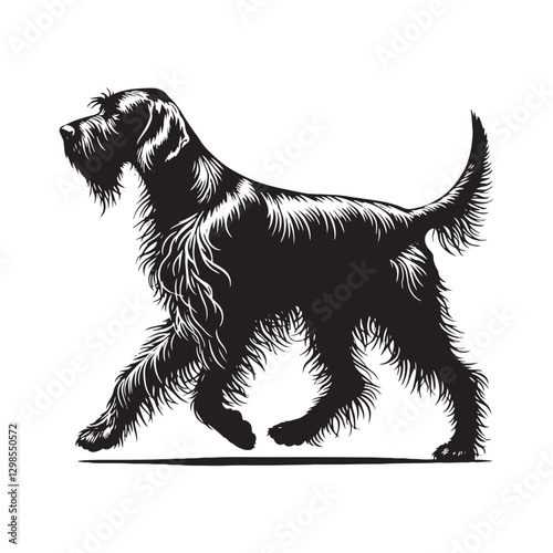 German Wirehaired Pointer Silhouette - Minimalist German Wirehaired Pointer Vector - German Wirehaired Pointer Illustration.
