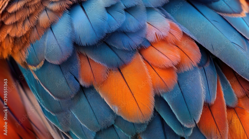 Obraz premium Close-up of a bird's feathers gently ruffled by the wind, fine details and natural patterns creating a soothing feel.