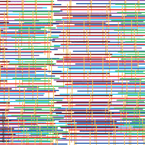 The horizontal colored lines intersect with the vertical gold sticks.