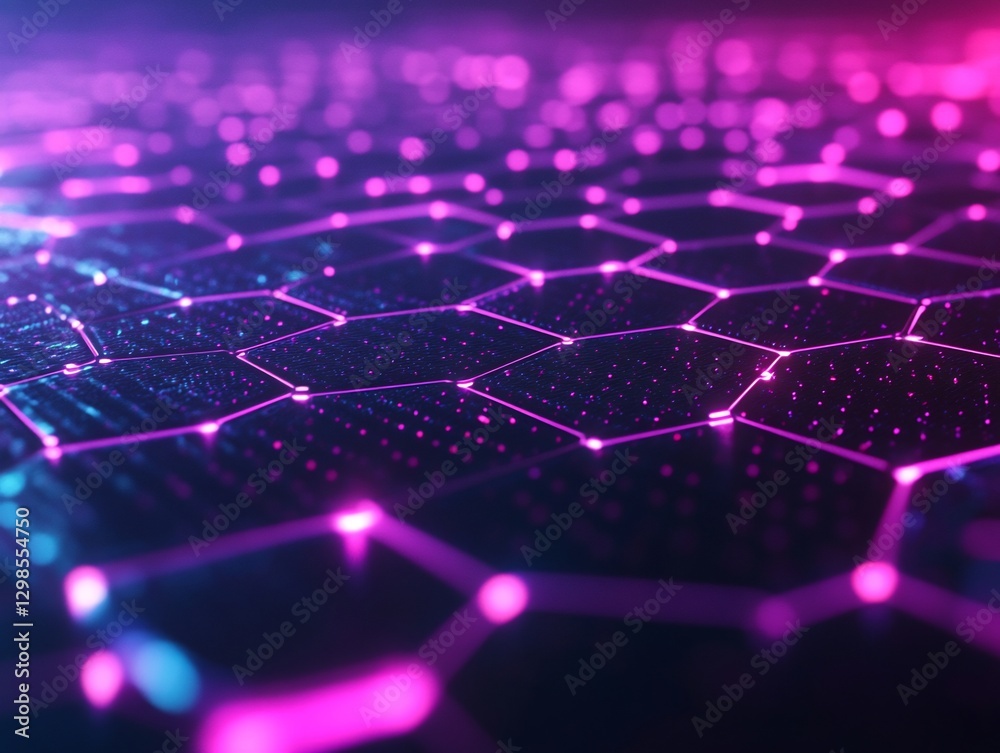 cybernetic hexagonal light mesh magenta cyan reflections AI energy --ar 4:3 cybernetic hexagonal light mesh magenta cyan reflections AI energy --ar 4:3