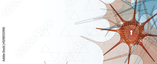 Cyber security  concept  with lock and other elements of protection your data