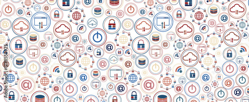 Cyber security  concept  with lock and other elements of protection your data