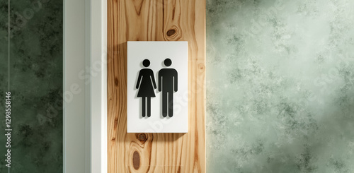 modern minimalist restroom sign with male and female pictograms