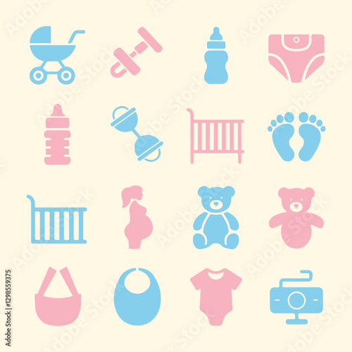Baby and Maternity Icons set. Editable vector icon. Perfect for web and app interfaces, presentations, info graphics, etc. 
