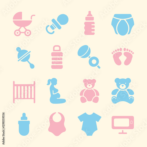 Baby and Maternity Icons set. Editable vector icon. Perfect for web and app interfaces, presentations, info graphics, etc. 
