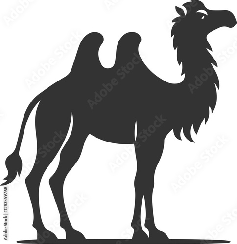 Camel standing tall with ears perked animal silhouette