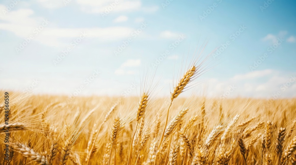 Golden wheat field swaying gently in the breeze under a clear blue sky, rhythmic motion and warm colors evoking peace. Golden wheat field swaying gently in the breeze under a clear blue sky, rhythmic motion and warm colors evoking peace.