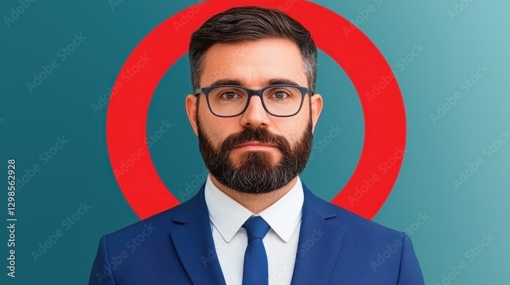 leadership infographics concept. Confident Businessman in Suit and Tie Exuding Authority and Leadership leadership infographics concept. Confident Businessman in Suit and Tie Exuding Authority and Leadership
