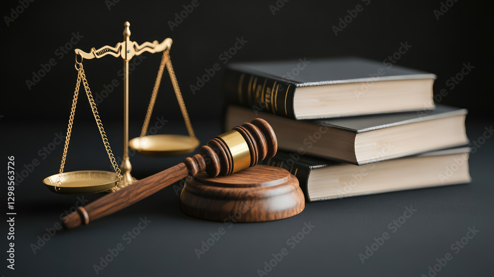 Judge gavel, law scales and books on black background. Law concept of Judiciary, Jurisprudence and Justice. Copy space. Judge gavel, law scales and books on black background. Law concept of Judiciary, Jurisprudence and Justice. Copy space.