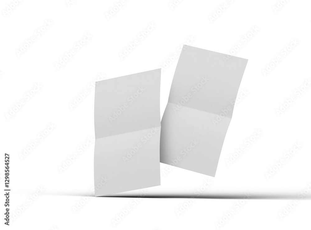 3d rendered image of an A4 sheet with a parallel bend in the center isolated on a transparent background 3d rendered image of an A4 sheet with a parallel bend in the center isolated on a transparent background