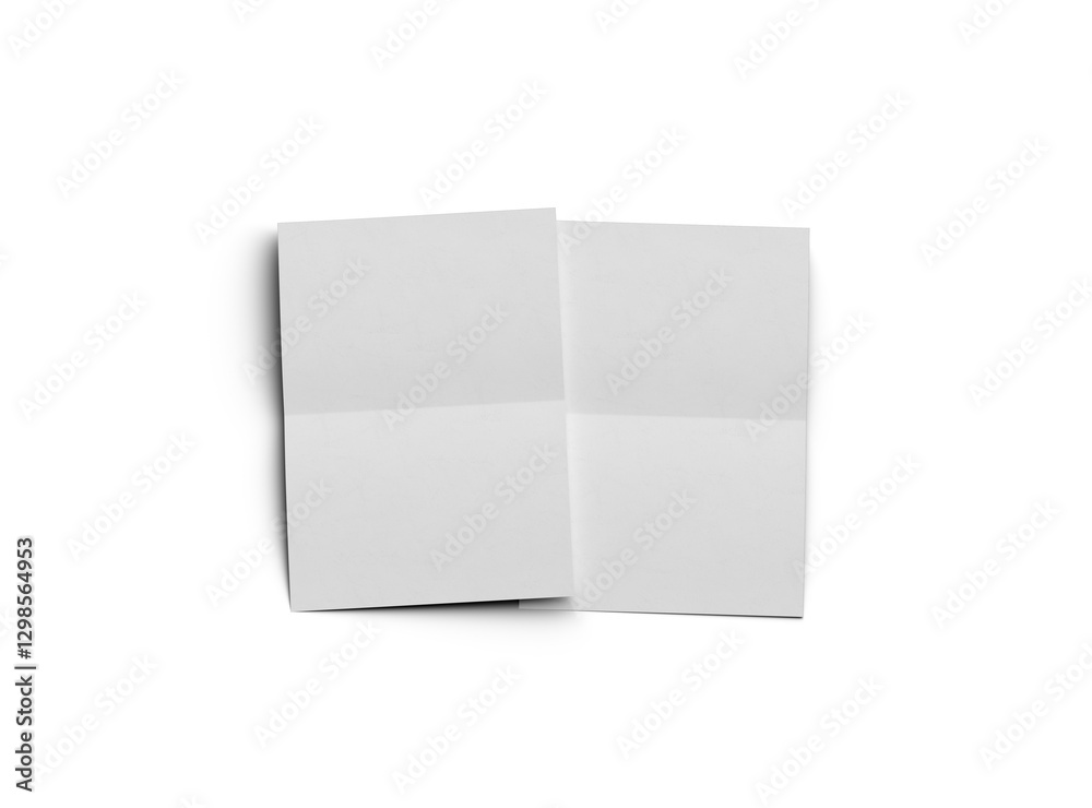3d rendered image of an A4 sheet with a parallel bend in the center isolated on a transparent background 3d rendered image of an A4 sheet with a parallel bend in the center isolated on a transparent background