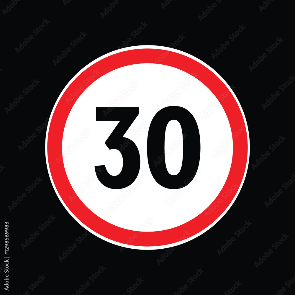 Speed limit sign 30 km per hour icon vector illustration Speed limit sign 30 km per hour icon vector illustration