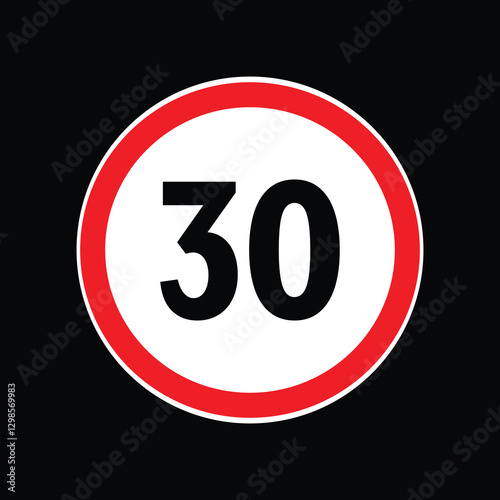 Speed limit sign 30 km per hour icon vector illustration