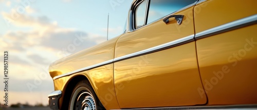 classic yellow car on a sunny day