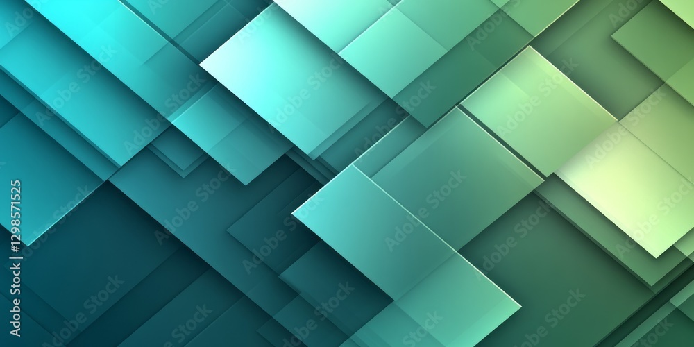 Abstract composition of overlapping squares in shades of blue green Abstract composition of overlapping squares in shades of blue green