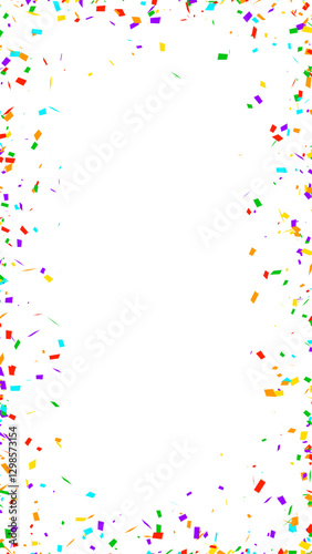 colorful confetti frame border isolated on transparent background, png vertical birthday party overlay celebration social media design element	