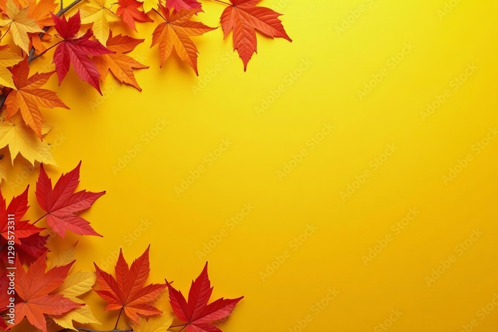 Abstract autumn leaf pattern, yellow backdrop, autumn leaves, element Abstract autumn leaf pattern, yellow backdrop, autumn leaves, element