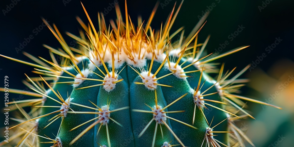 Close up of a cactus with many spines.