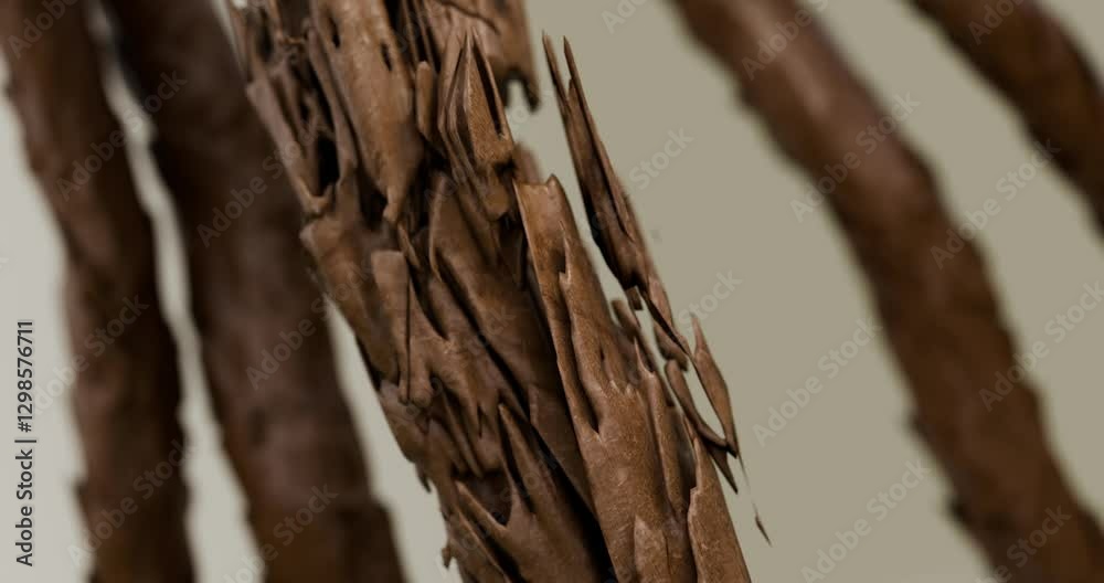 Three-dimensional abstract animation of hair damage. Hair splitting, hair tip fractures, hair loss, dryness, brittleness, and weakness