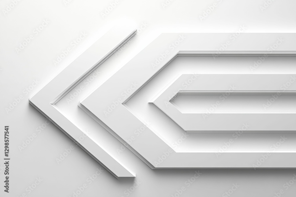 Embossed Arrow. White 3D Render Illustration for Business Concept and Abstract Background Design Embossed Arrow. White 3D Render Illustration for Business Concept and Abstract Background Design