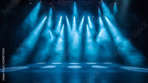 Dramatic blue stage lighting in theater high resolution hd picture