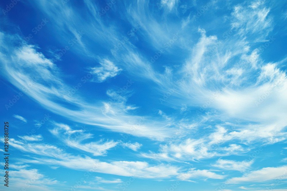 Clear blue sky with soft, wispy clouds scattered across, ideal for a calm background Clear blue sky with soft, wispy clouds scattered across, ideal for a calm background