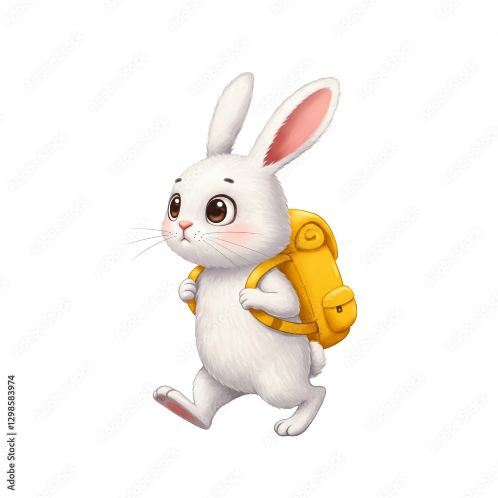 Fototapeta premium white rabbit bagpack isolated