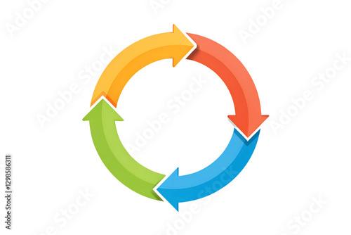 Circular Flow Icon with Directional Arrows in Modern Flat Style