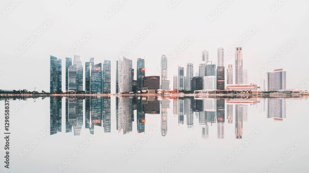 Fototapeta premium Stock image featuring the cityscape of Singapore on a white background