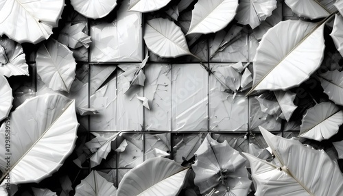 Elegant Black and White Leaf Pattern Wall Art