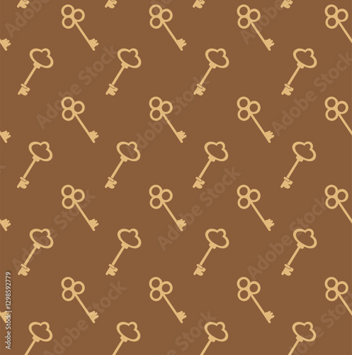 Seamless pattern vintage keys. Decorative, package