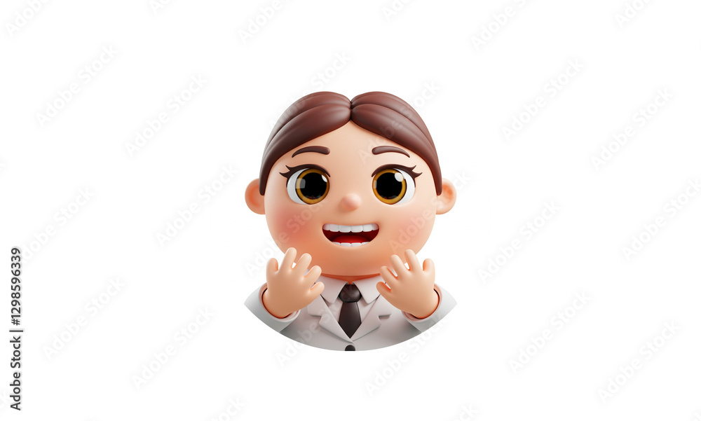Ultra-Realistic 3D Render of a Sweet and Cute Cartoon Teacher Icon on Pure White Background Ultra-Realistic 3D Render of a Sweet and Cute Cartoon Teacher Icon on Pure White Background