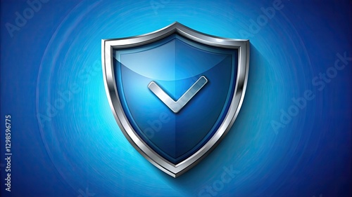 Blue shield protection icon on black background with check mark symbol