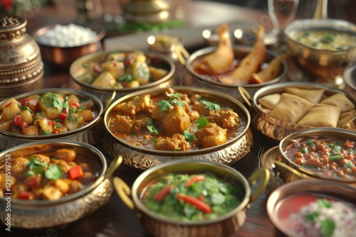 indian food in brass bowl photo