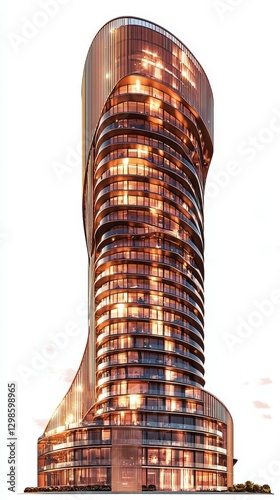 A high-rise with a clock tower against a clear background becomes ‘A lofty edifice with a clock at its highest point set against a translucent setting