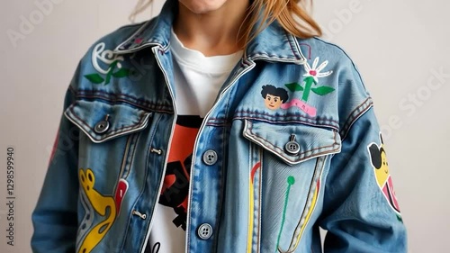 Kids Fashion: Denim Jacket with Colorful Embroidered Designs