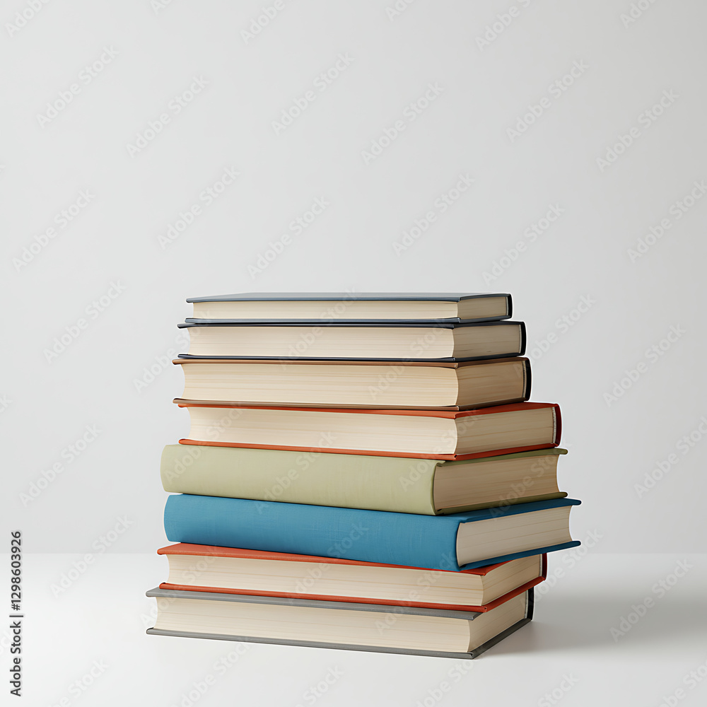 A neat stack of colorful books arranged on a white background, showcasing a diverse range of titles and inviting readers to explore the world of literature and knowledge. A neat stack of colorful books arranged on a white background, showcasing a diverse range of titles and inviting readers to explore the world of literature and knowledge.