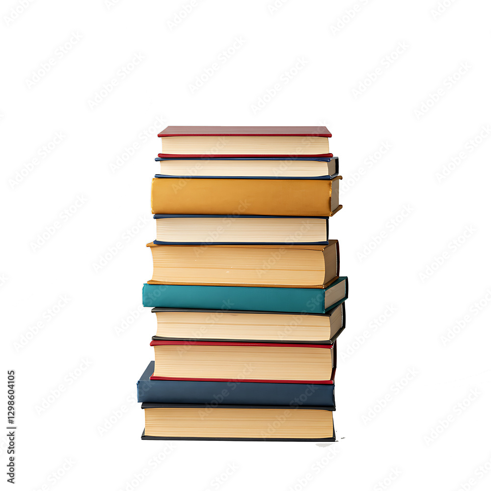 A neat stack of colorful books arranged on a white background, showcasing a diverse range of titles and inviting readers to explore the world of literature and knowledge. A neat stack of colorful books arranged on a white background, showcasing a diverse range of titles and inviting readers to explore the world of literature and knowledge.