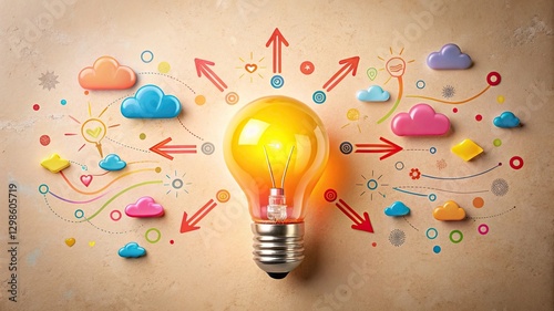 Creative Light Bulb Idea with Colorful Educational Elements